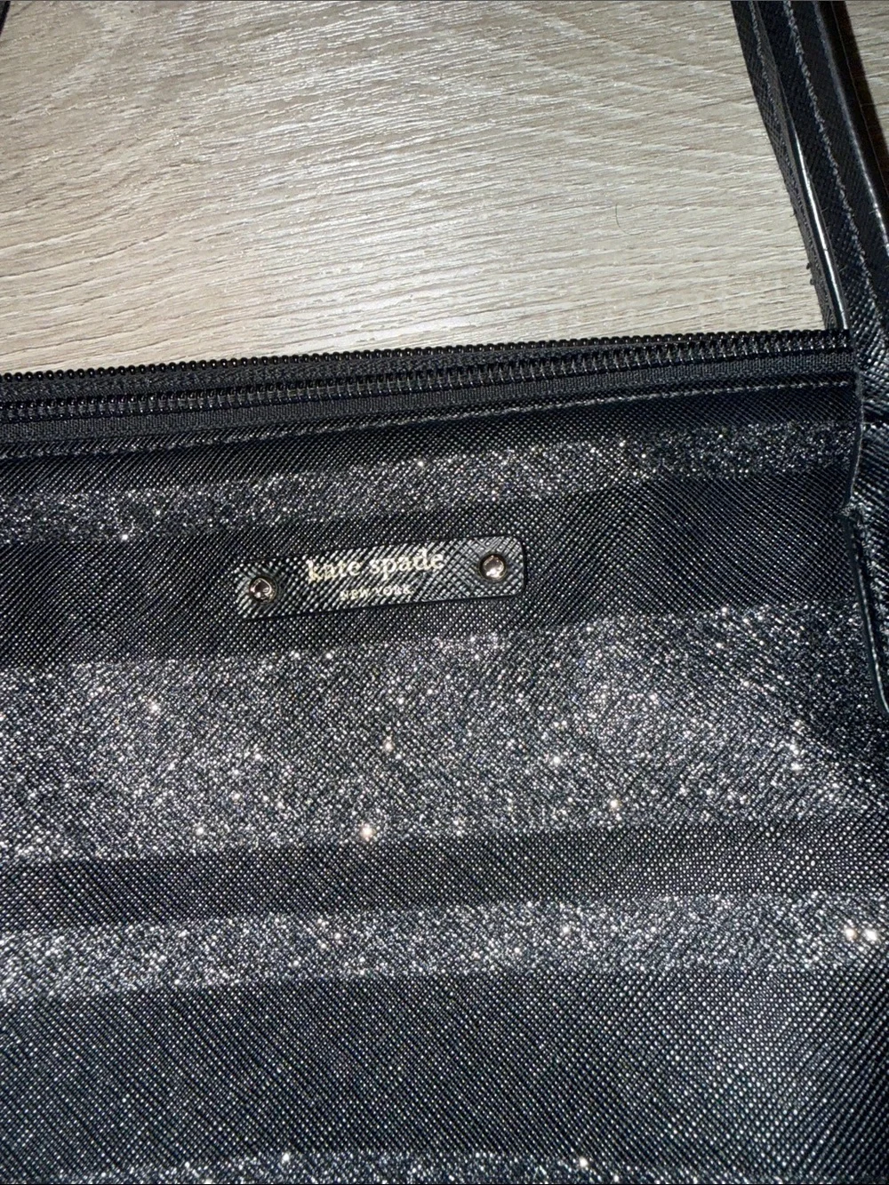 Kate Spade Haven Lane Hani Glitter Stripe Tote Black/Silver